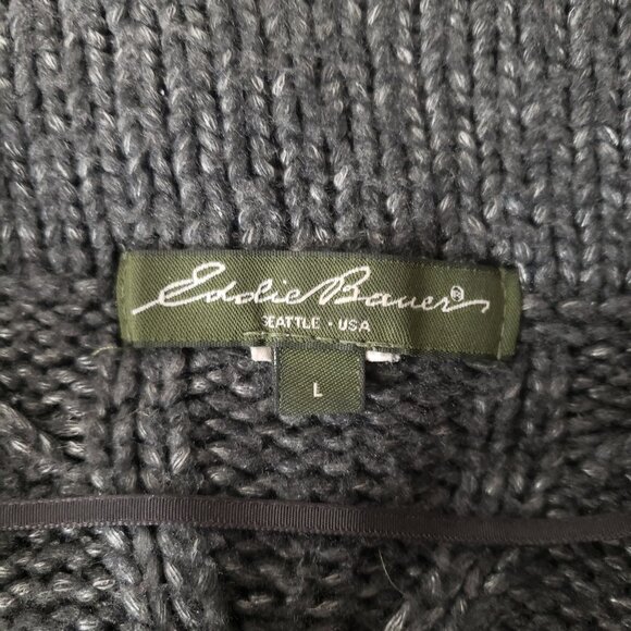 Eddie Bauer L Angora Rabbit Blend Draped Sweater Vest Gray Cable Knit - Picture 10 of 11